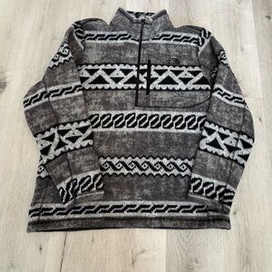 The North Face Black and Gray Patterned Zip-Up Sweater